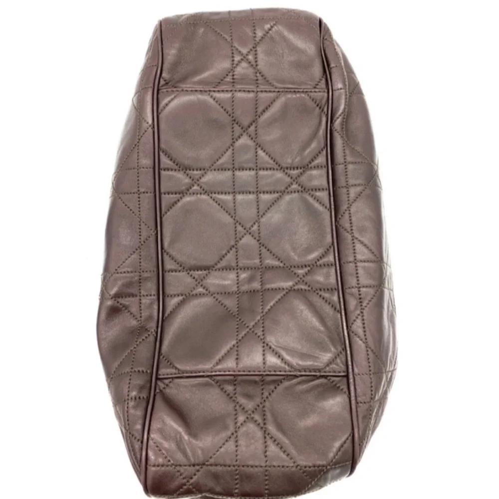 Christian Dior Vintage Brown Quilted Leather Cannage Drawstring Bucket Bag - Picture 9 of 12